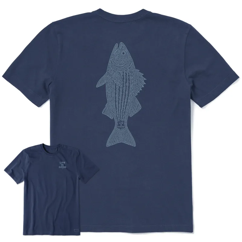 Men's Patterned Striped Bass Short Sleeve Tee sold by Life is Good
