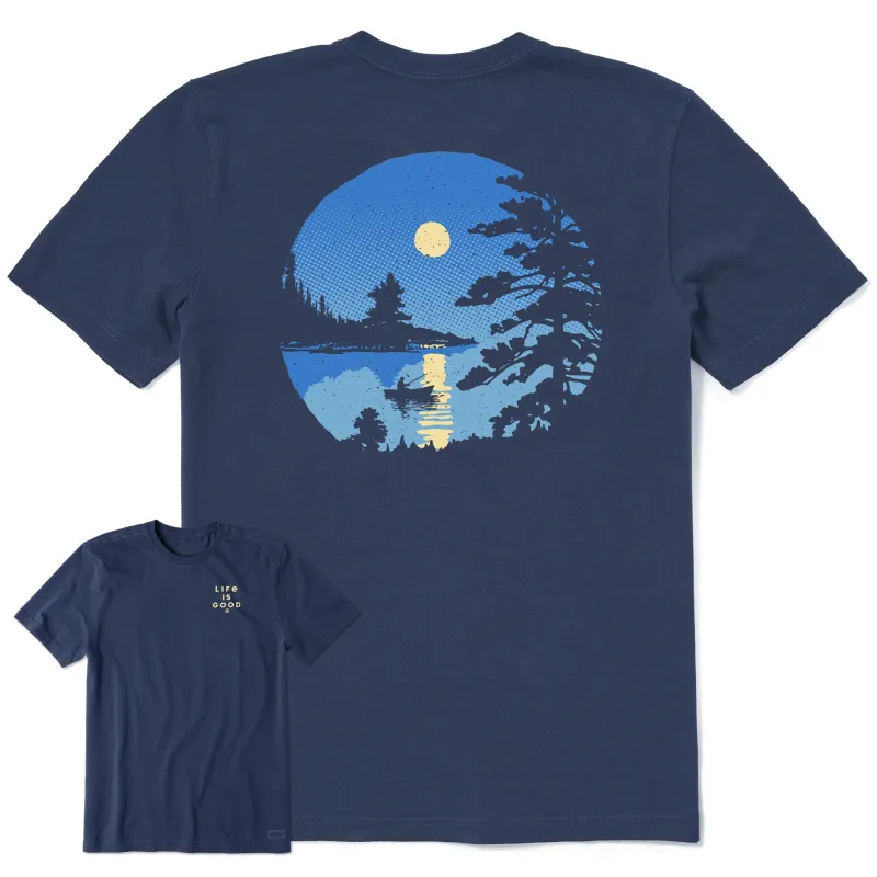Men's Moonlit Lake Boat Short Sleeve Tee sold by Life is Good