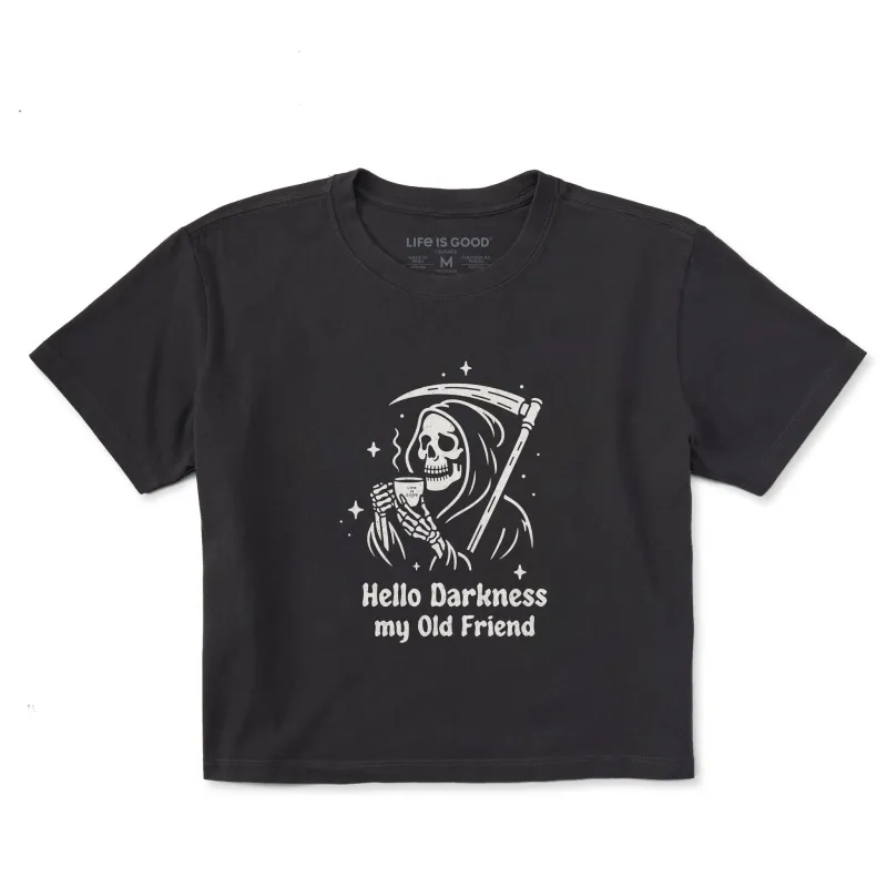 Women's Hello Darkness My Old Friend Grim Short Sleeve Crusher Boxy Tee sold by Life is Good