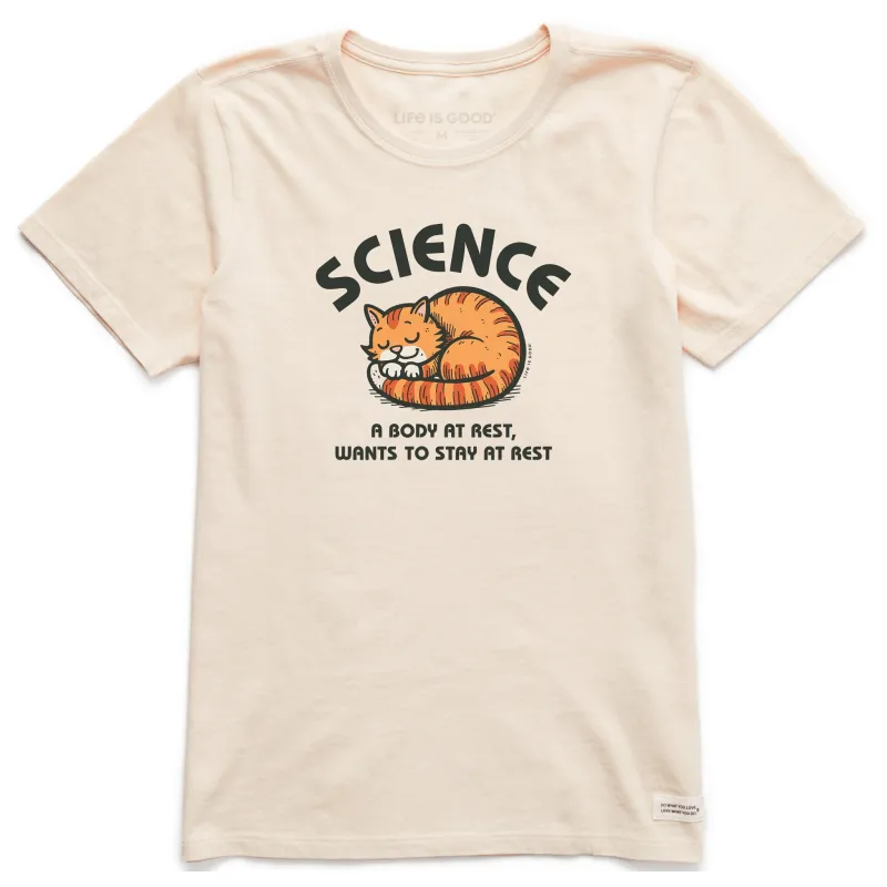Women's Science Resting Cat Short Sleeve Crusher Tee sold by Life is Good