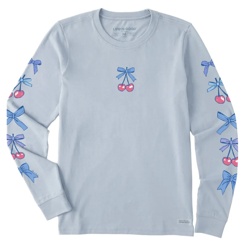 Women's Bows and Cherries Long Sleeve Crusher Tee sold by Life is Good