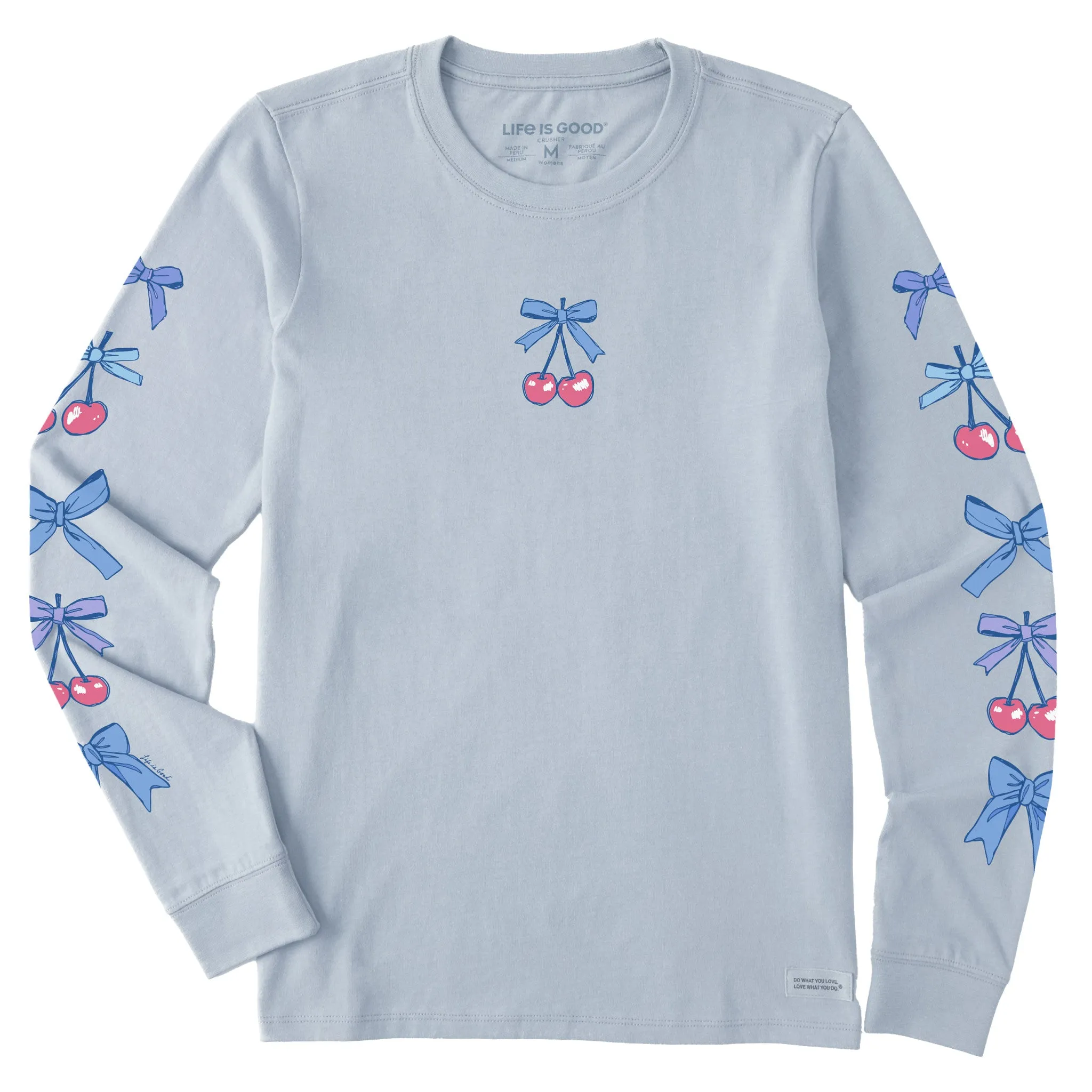 Women's Bows and Cherries Long Sleeve Crusher Tee sold by Life is Good