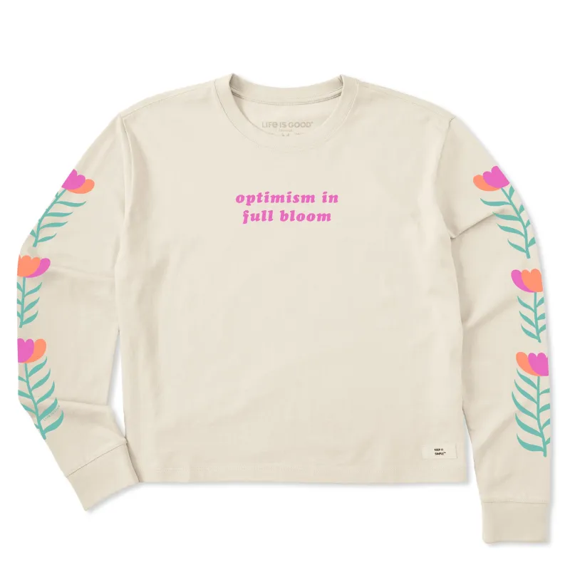 Women's Optimism in Bloom Tulips Long Sleeve Crusher Boxy Tee sold by Life is Good