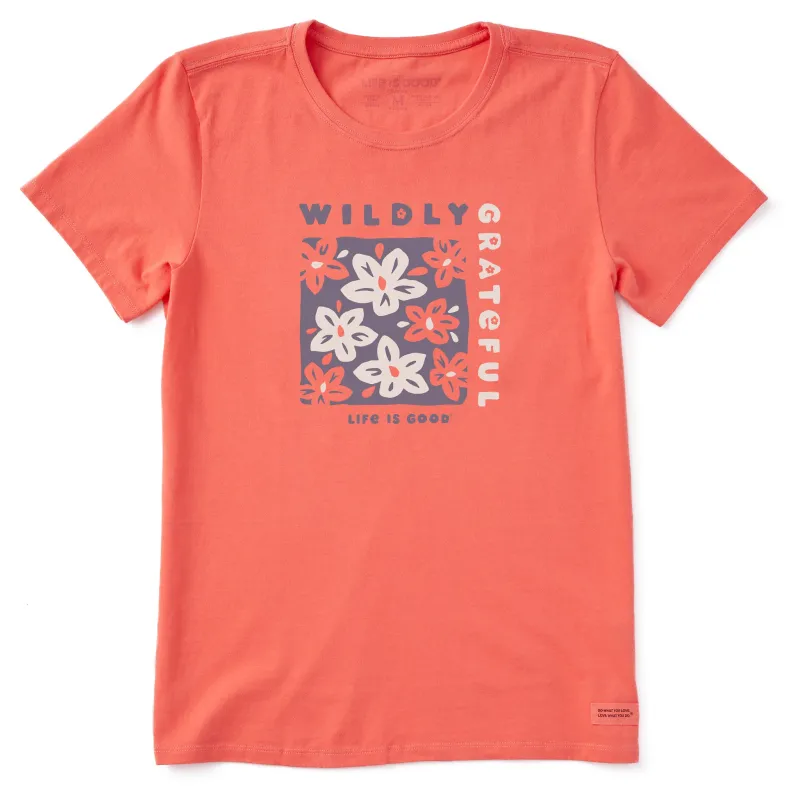 Women's Wildly Grateful Flowers Short Sleeve Crusher-LITE Tee sold by Life is Good
