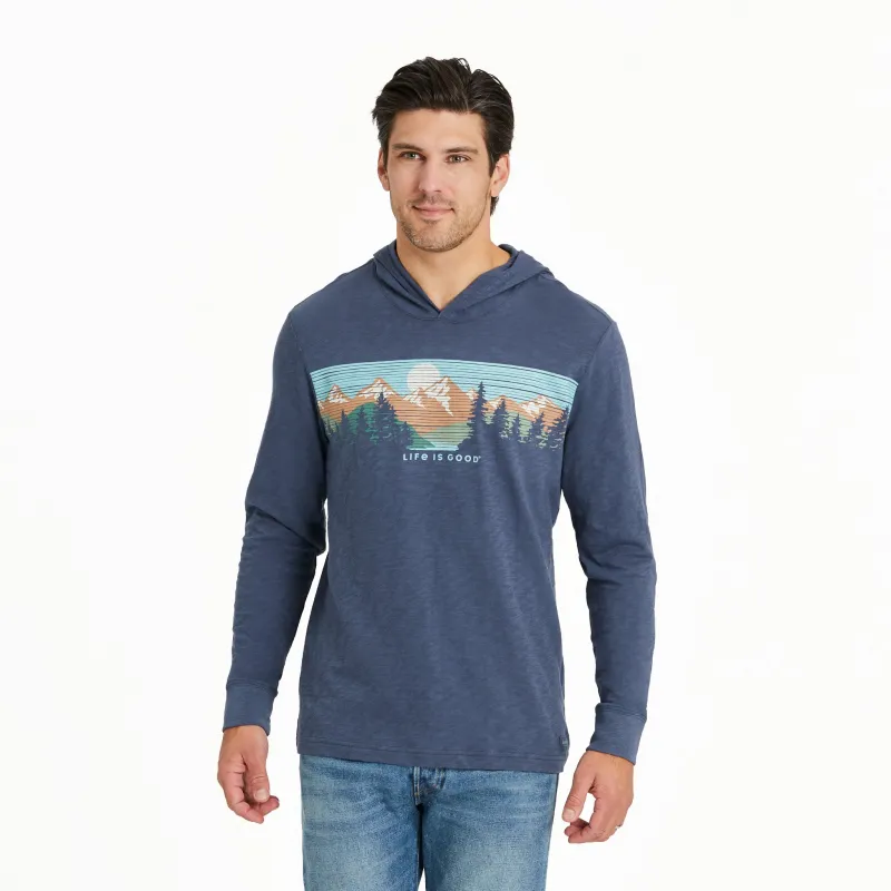 Men's Landscape Mountain Scene Long Sleeve Slub Hoodie sold by Life is Good