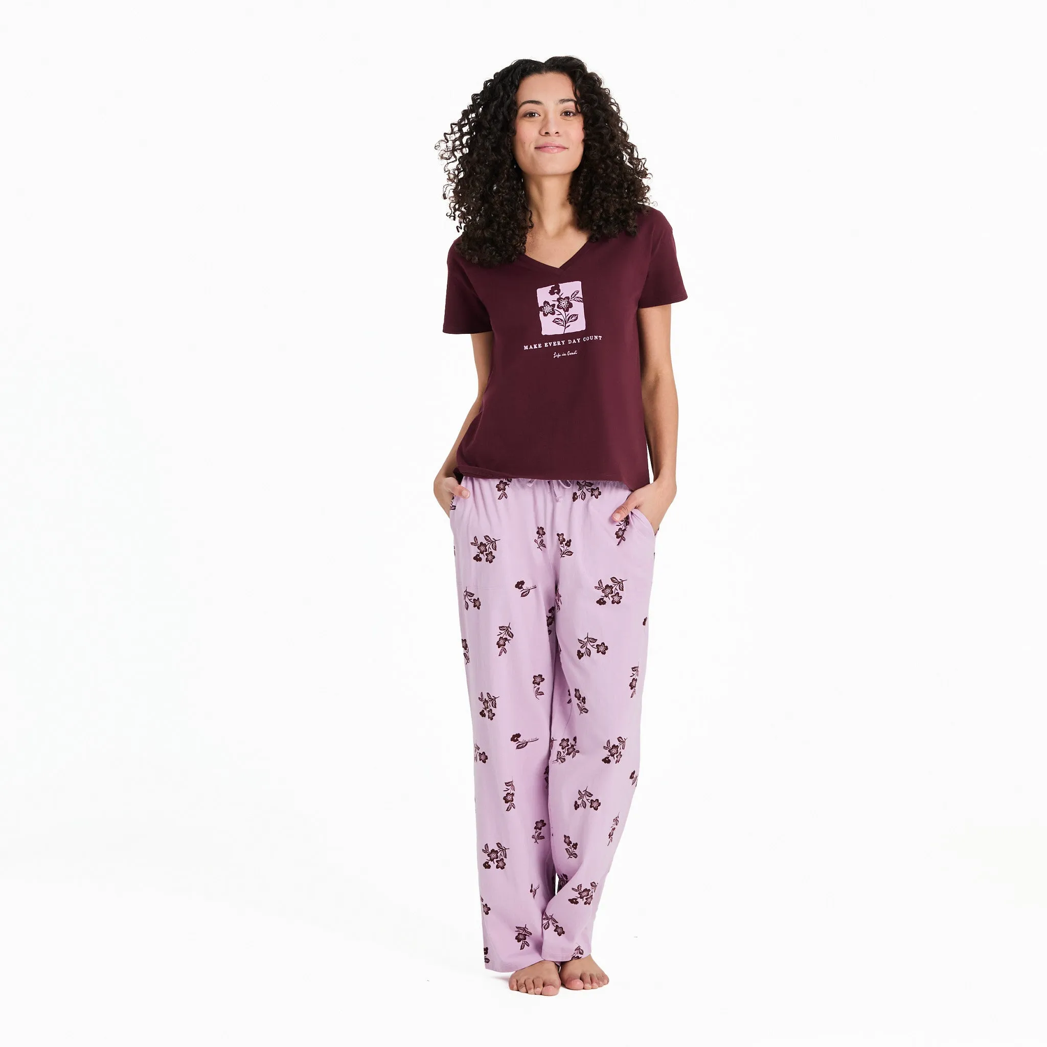 Women's Make Every Day Count Flowers Snuggle Up Sleep Vee sold by Life is Good product image thumbnail 4