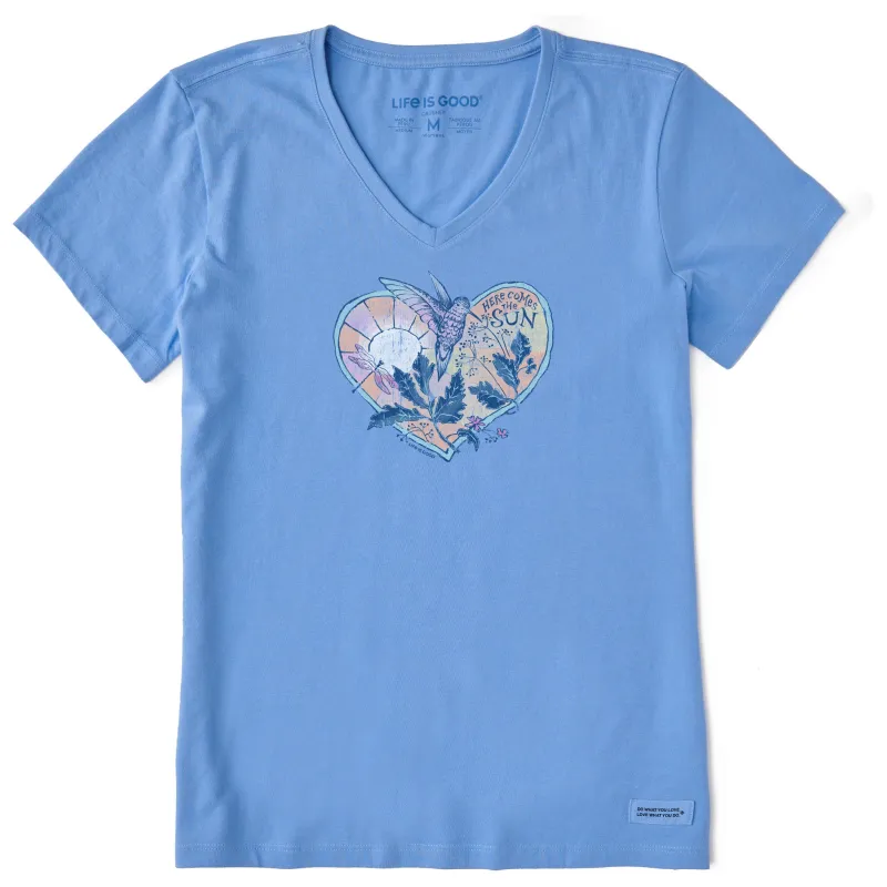 Women's Hummingbird Heart Short Sleeve Crusher Vee made by Life is Good