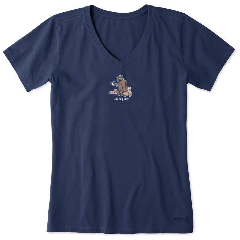 Women's Bear PB&J Short Sleeve Crusher-LITE Vee sold by Life is Good