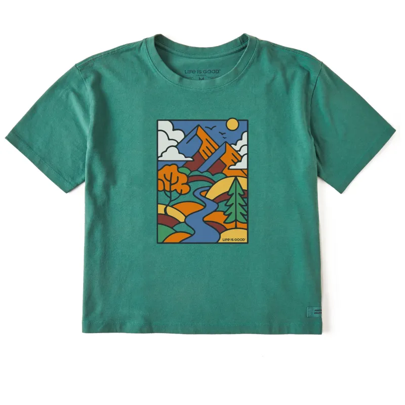 Women's What a Mountain Scene Short Sleeve Crusher Boxy Tee sold by Life is Good
