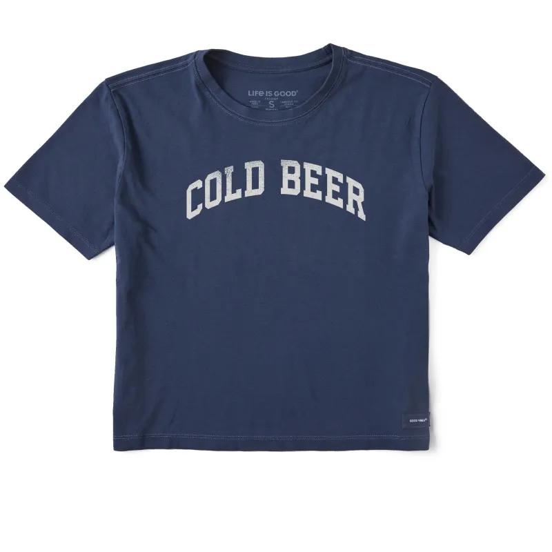 Women's Cold Beer Arch Short Sleeve Crusher Boxy Tee sold by Life is Good