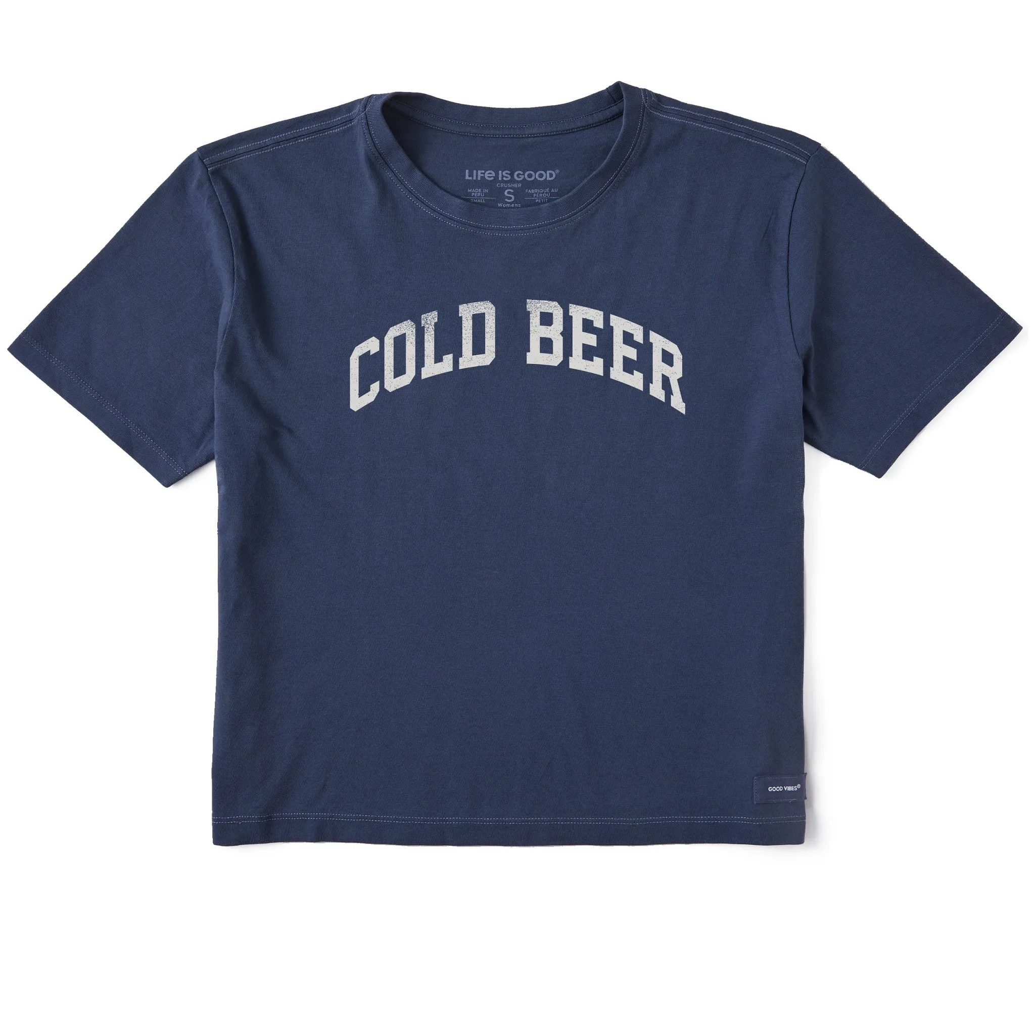 Women's Cold Beer Arch Short Sleeve Crusher Boxy Tee sold by Life is Good