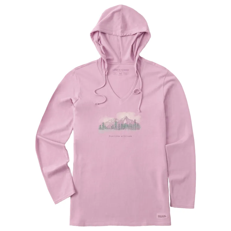 Women's Positive Altitude Mountains Long Sleeve Crusher-LITE Hooded Tee sold by Life is Good