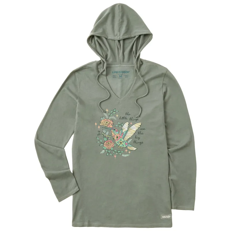 Women's Little Thing Hummingbird Long Sleeve Crusher-LITE Hooded Tee sold by Life is Good