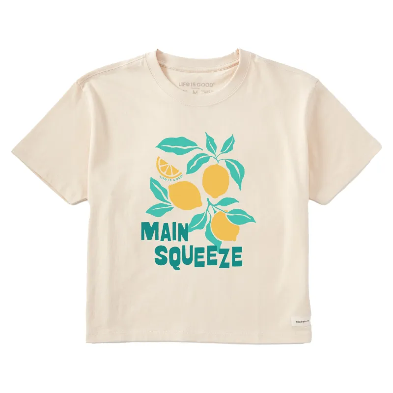 Women's Main Squeeze Lemons Short Sleeve Crusher Boxy Tee sold by Life is Good