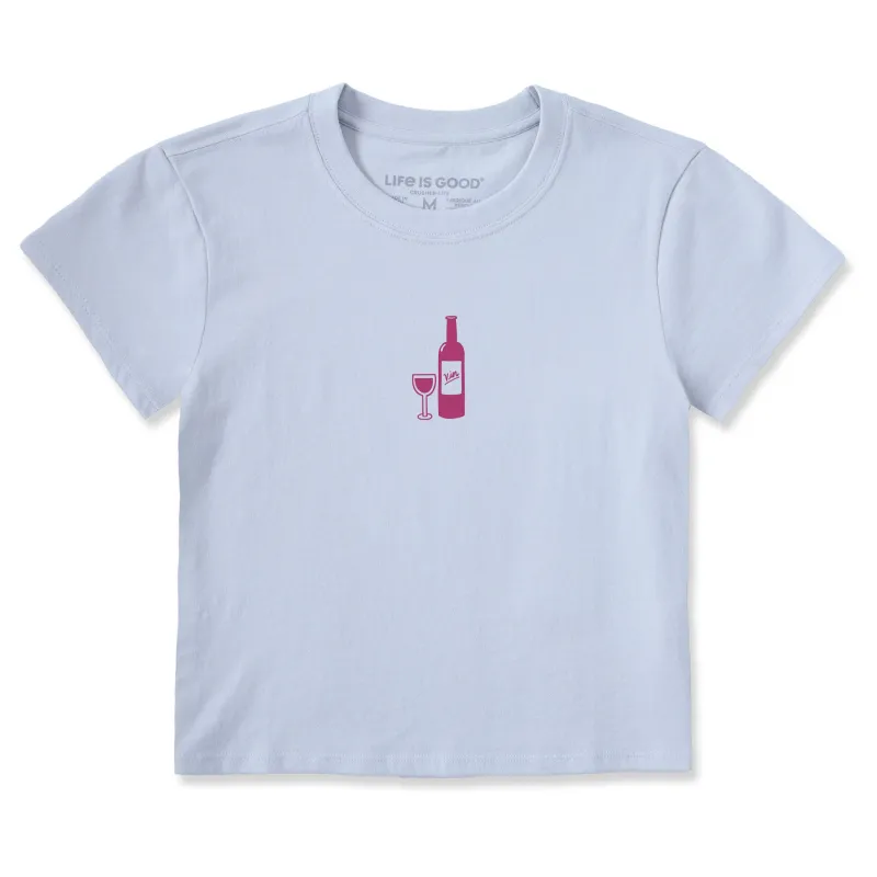 Women's Wine with Glass Crusher-LITE Shrunken Tee sold by Life is Good