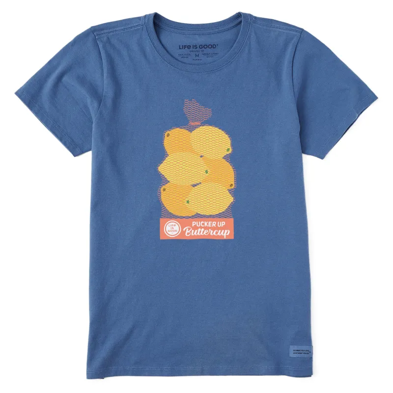 Women's Pucker Up Buttercup Lemons Short Sleeve Tee sold by Life is Good