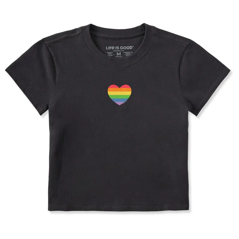 Women's Rainbow Pride Heart Crusher-LITE Shrunken Tee sold by Life is Good
