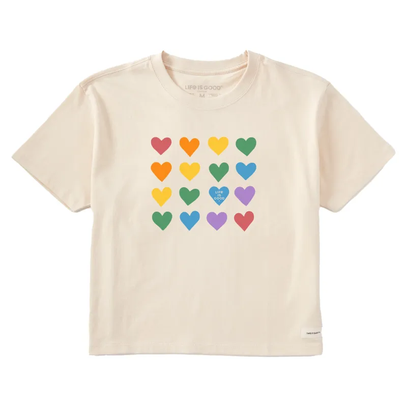 Women's Pride Hearts Short Sleeve Crusher Boxy Tee sold by Life is Good