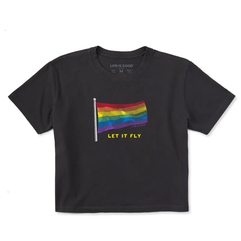 Women's Pride Flag Let it Fly Short Sleeve Crusher Boxy Tee sold by Life is Good