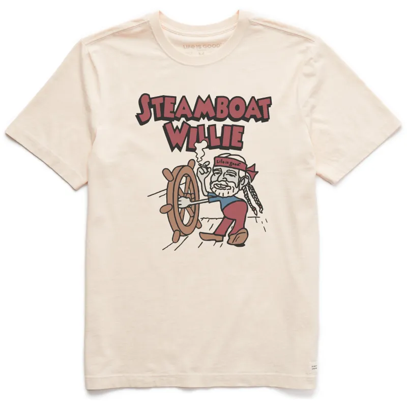 Men's Steamboat Willie Nelson Short Sleeve Crusher Tee sold by Life is Good