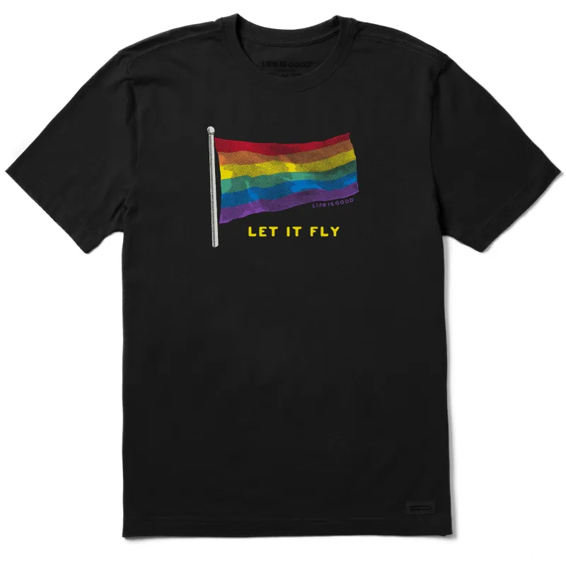 Men's Pride Flag Let it Fly Short Sleeve Tee sold by Life is Good
