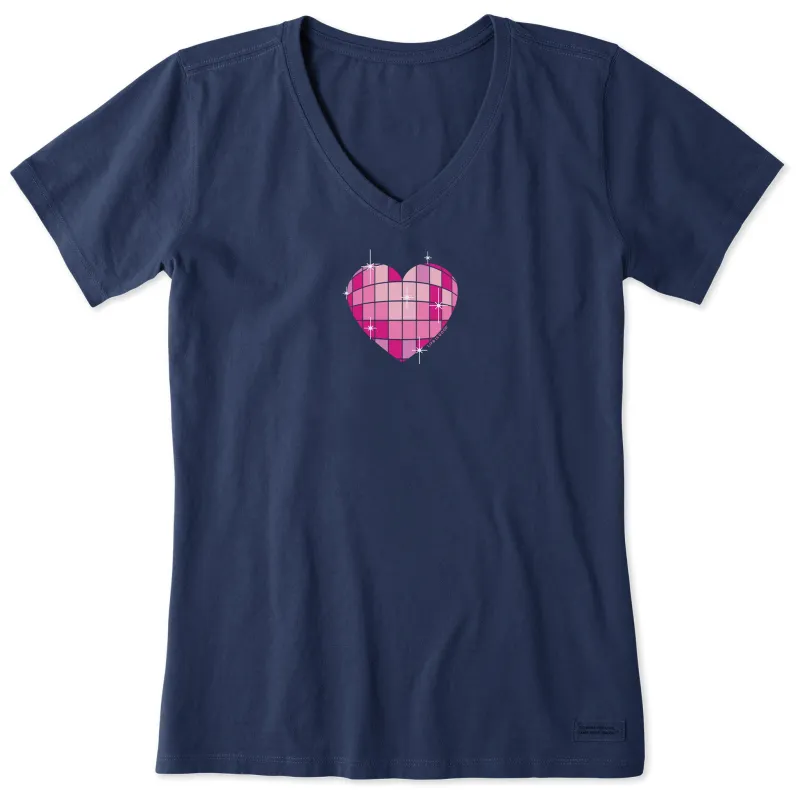 Women's Disco Heart Short Sleeve Vee sold by Life is Good