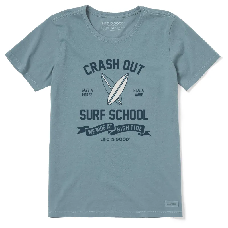 Women's Crash Out Surf School Short Sleeve Crusher Tee sold by Life is Good