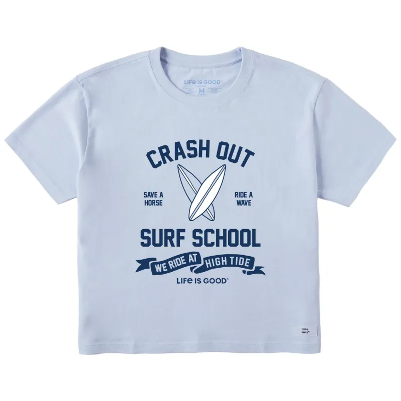 Women's Crash Out Surf School Short Sleeve Crusher Boxy Tee sold by Life is Good