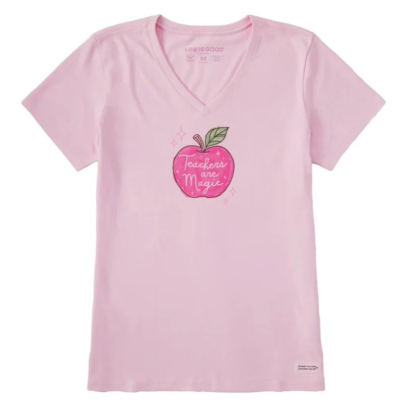 Women's Teachers are Magic Apple Short Sleeve Vee sold by Life is Good