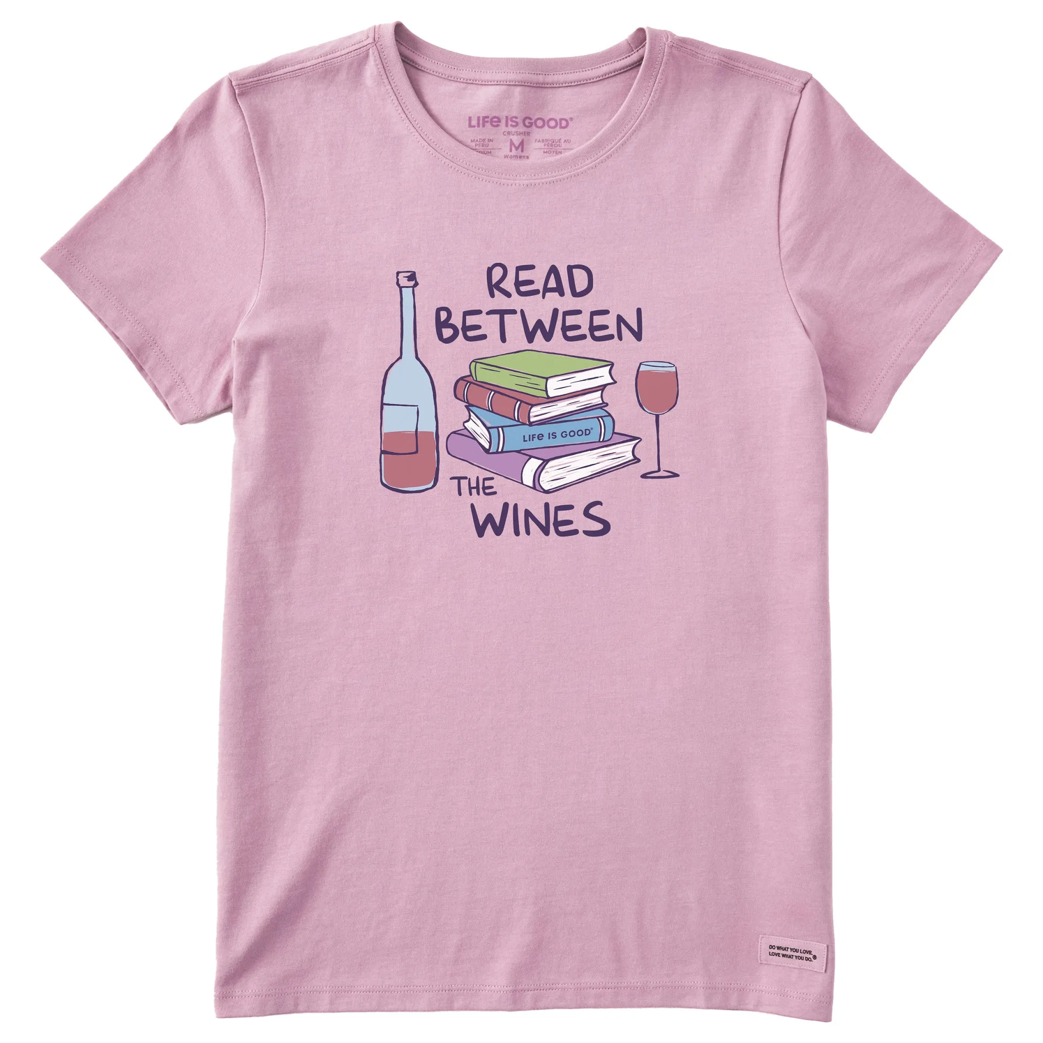Women's Read Between the Wines Books Short Sleeve Tee sold by Life is Good