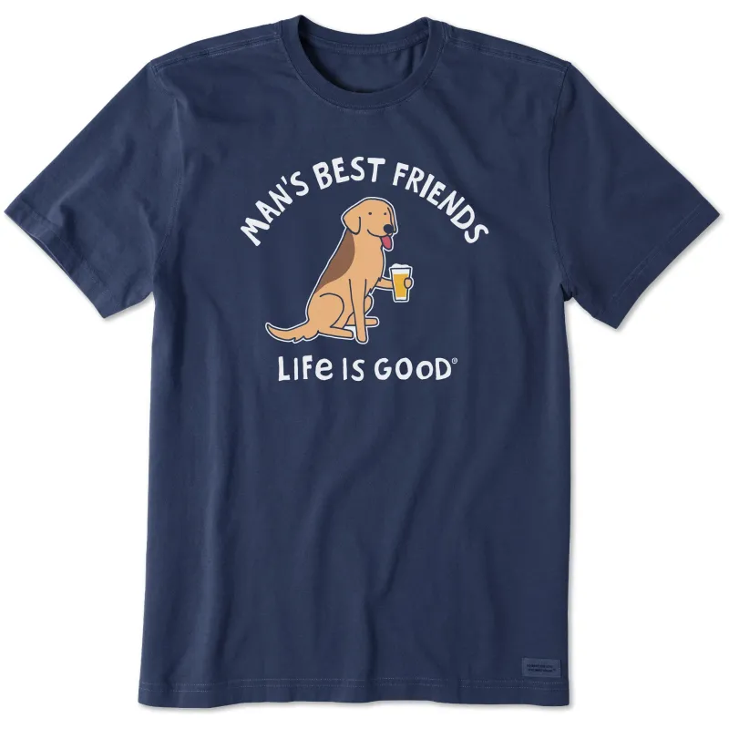 Men's Man's Best Friends Dog & Beer Short Sleeve Crusher Tee sold by Life is Good