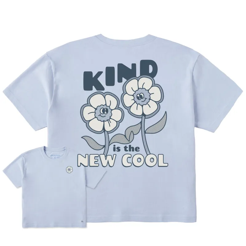 Women's Kind is the New Cool Flowers Short Sleeve Crusher Boxy Tee sold by Life is Good