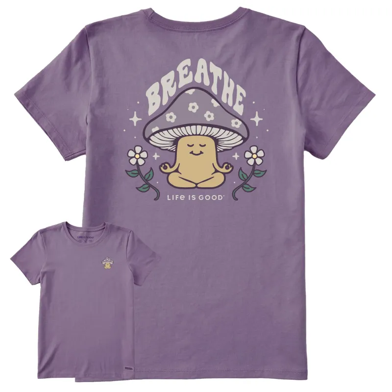 Women's Peaceful Breathe Mushroom Short Sleeve Crusher Tee made by Life is Good
