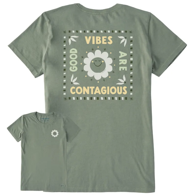 Women's Good Vibes are Contagious Sun Short Sleeve Crusher Tee sold by Life is Good