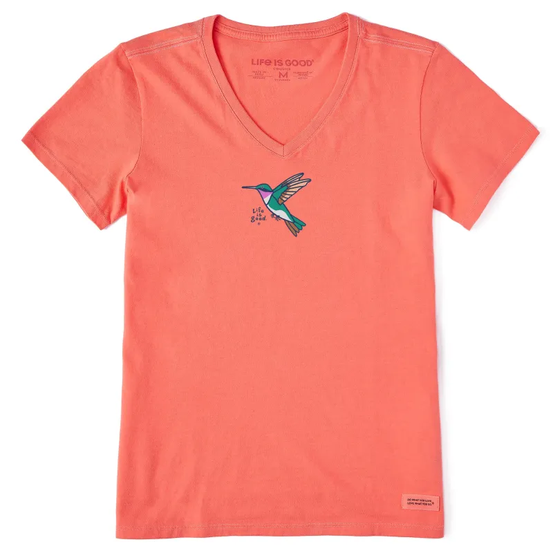 Women's Hummingbird Short Sleeve Vee sold by Life is Good