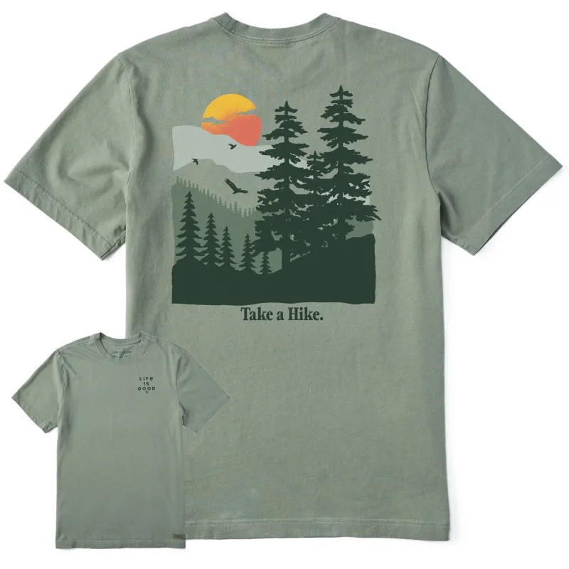 Men's Take a Hike Mountains Short Sleeve Crusher Tee sold by Life is Good
