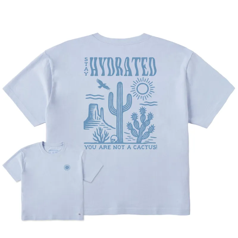 Women's Stay Hydrated Cactus Short Sleeve Crusher Boxy Tee sold by Life is Good