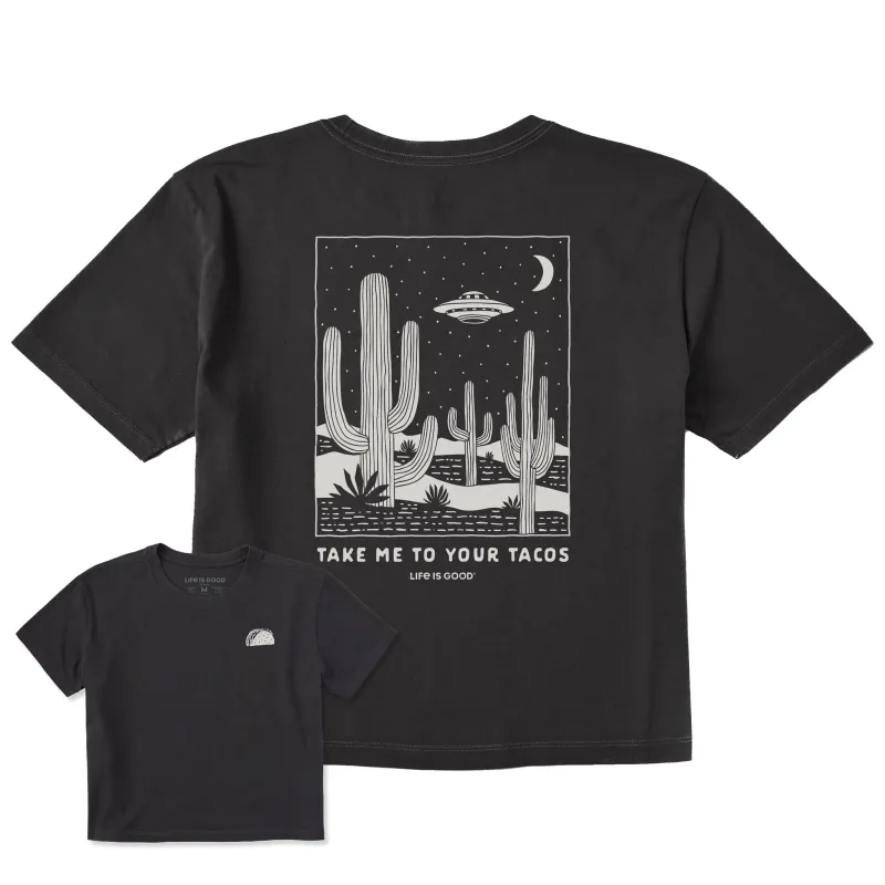 Women's Take Me to Your Tacos Short Sleeve Crusher Boxy Tee sold by Life is Good