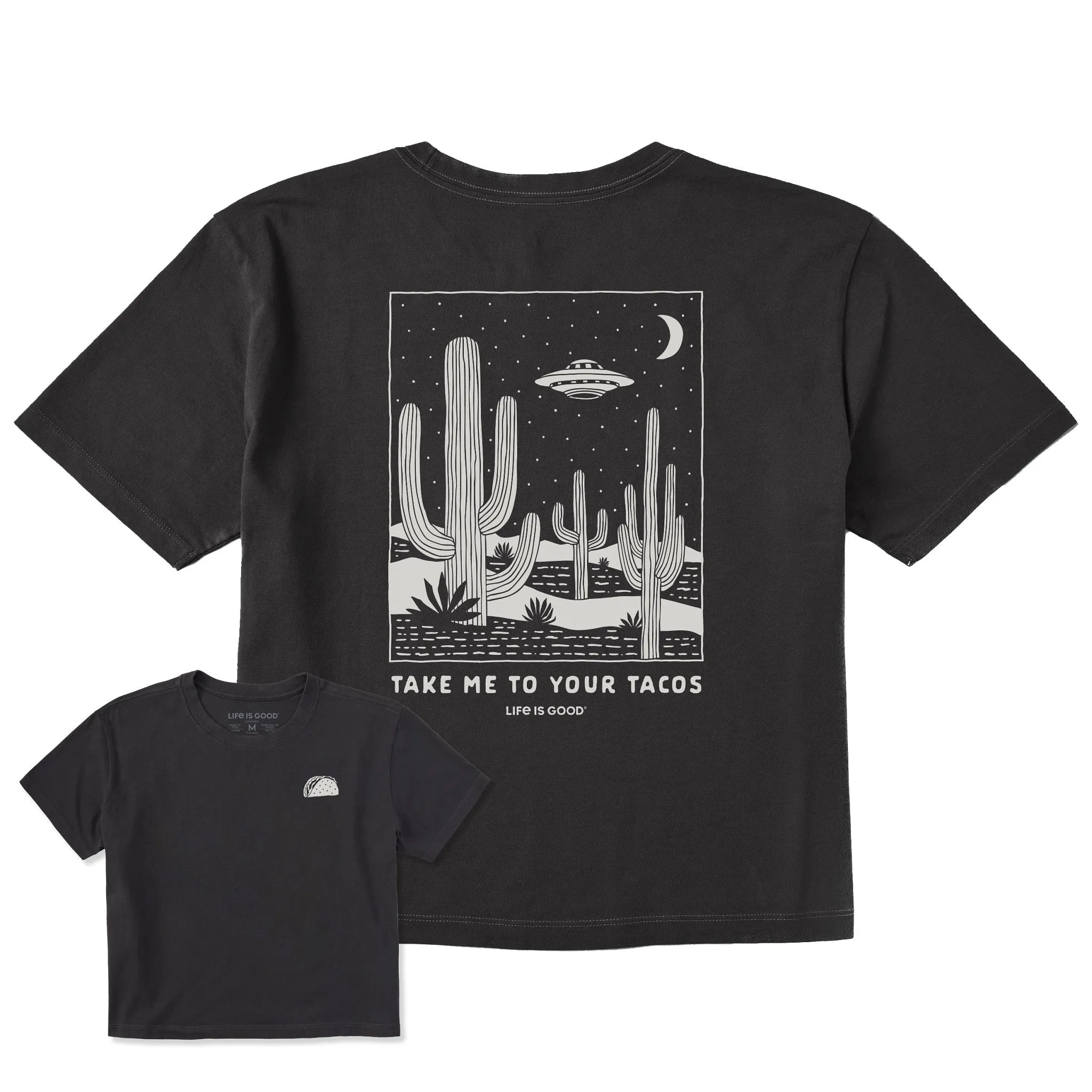 Women's Take Me to Your Tacos Short Sleeve Crusher Boxy Tee sold by Life is Good