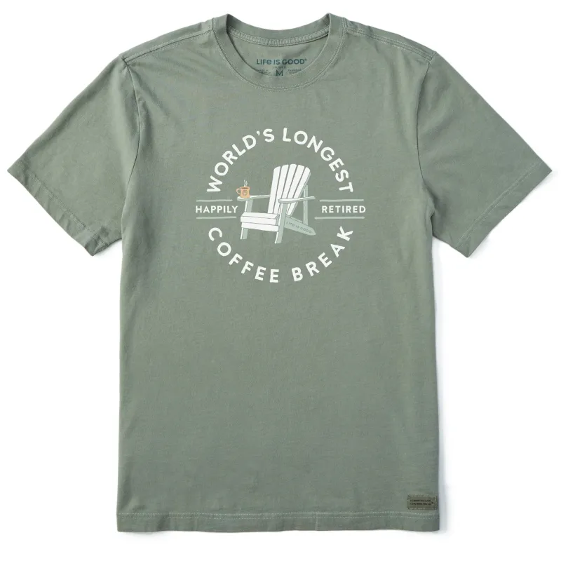 Men's Worlds Longest Coffee Break Short Sleeve Crusher Tee sold by Life is Good