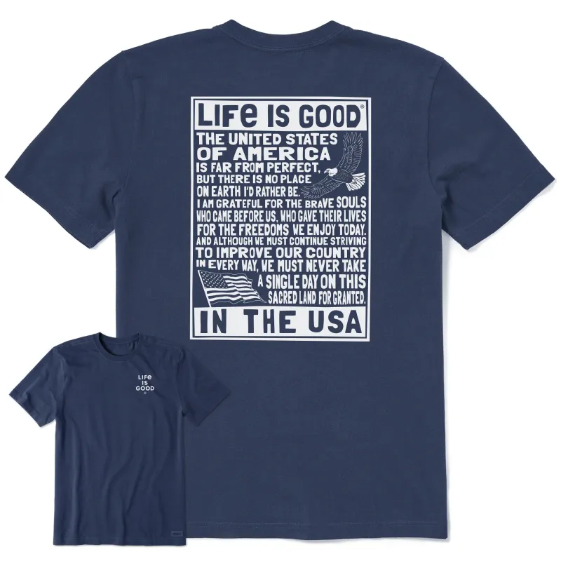 Men's Bert's USA Manifesto Short Sleeve Crusher Tee sold by Life is Good