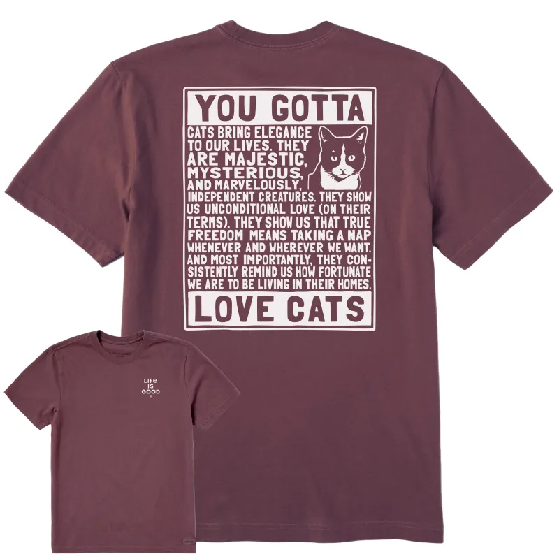 Men's Berts Cat Manifesto Short Sleeve Crusher Tee sold by Life is Good
