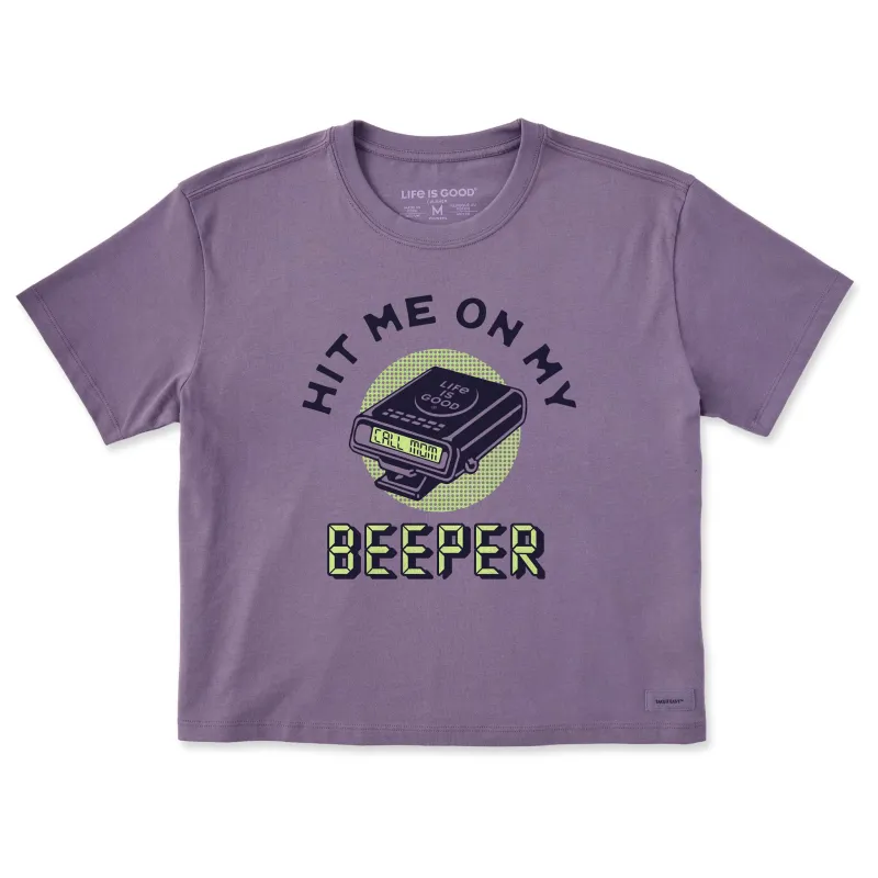 Women's Hit Me on My Beeper Short Sleeve Crusher Boxy Tee sold by Life is Good