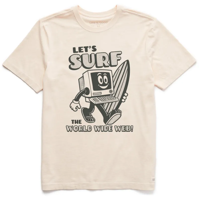 Men's Let's Surf the World Wide Web Short Sleeve Crusher Tee sold by Life is Good