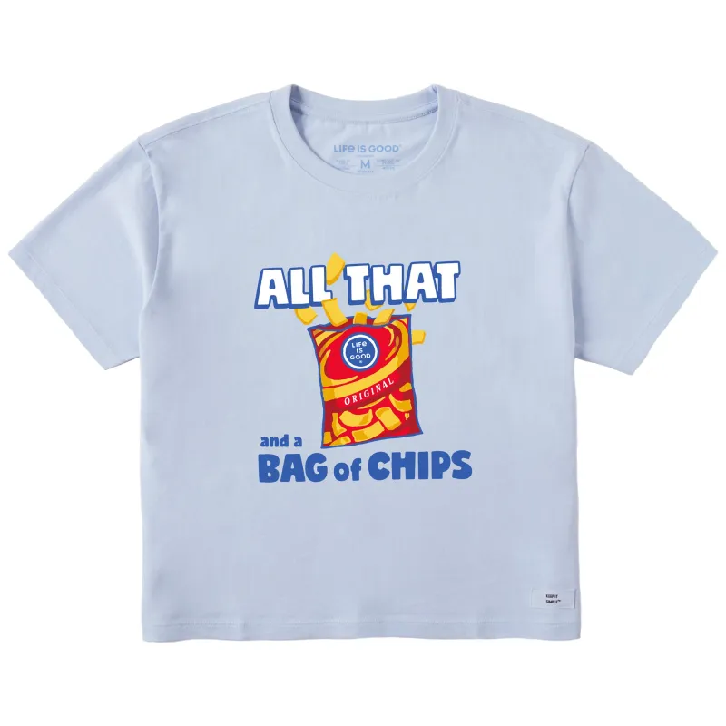 Women's All That and a Bag of Chips Short Sleeve Crusher Boxy Tee sold by Life is Good