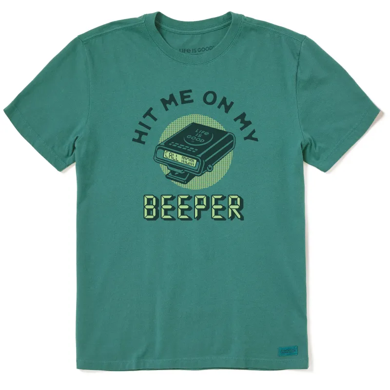 Men's Hit Me on My Beeper Short Sleeve Crusher Tee sold by Life is Good