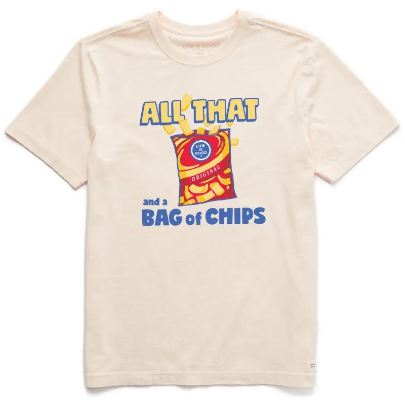 Men's All That and a Bag of Chips Short Sleeve Crusher Tee sold by Life is Good