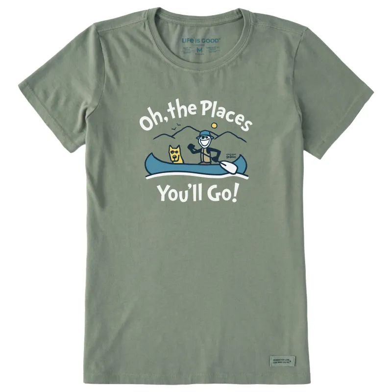 Women's Oh the Places You'll Go in a Canoe Short Sleeve Crusher Tee sold by Life is Good
