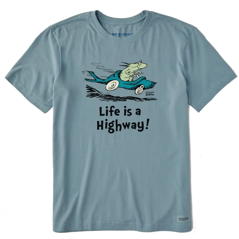 Men's Dr. Seuss Life is a Highway Short Sleeve Crusher Tee sold by Life is Good