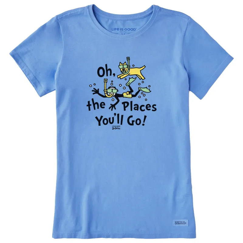 Women's Oh the Places You'll Go Scuba Short Sleeve Tee sold by Life is Good